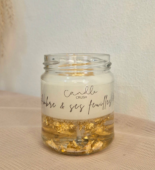 Bougie Ambre & ses feuilles d'or